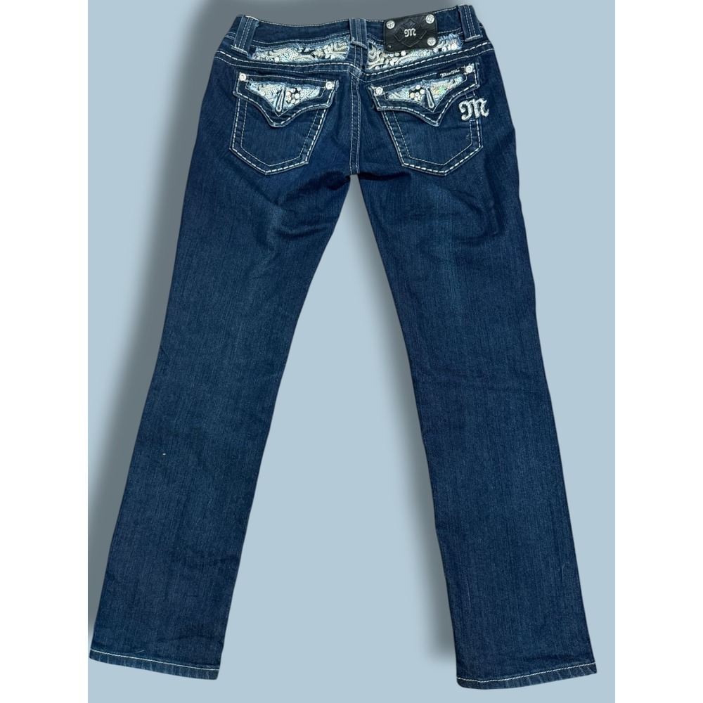 Miss Me Dark Wash Embellished Low rise Cropped Skinny Jeans - JES758Y3 - Size 29 - Picture 13 of 14